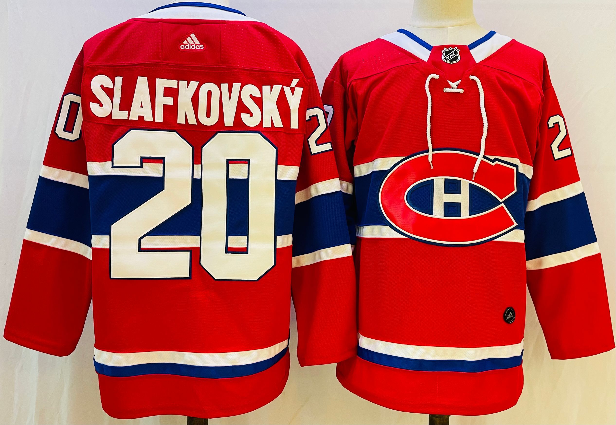 Men Montreal Canadiens #20 Slafkovsky Red Throwback 2022 Adidas NHL Jersey